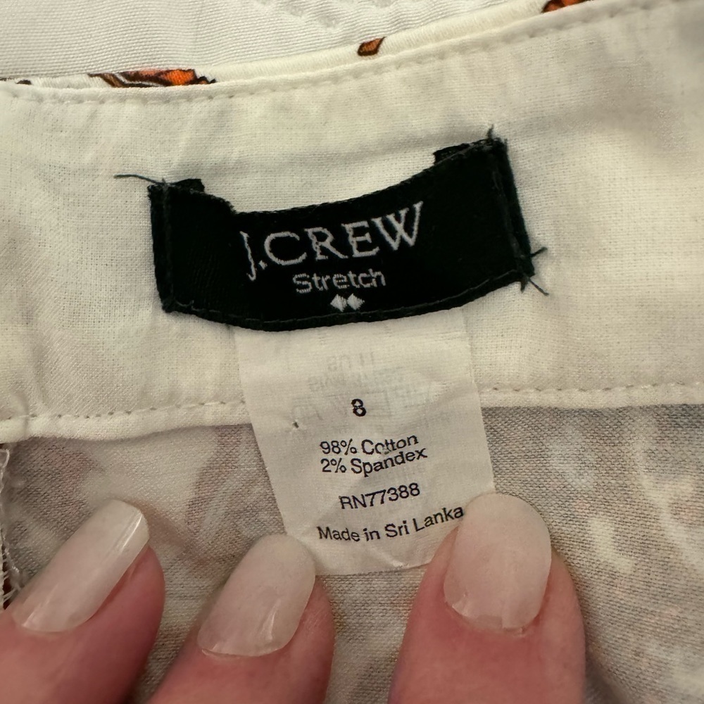 J. Crew Ivory, Purple & orange paisley skirt with stretch Sz-8 - Picture 5 of 6